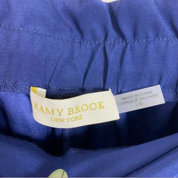 RAMY BROOK "Allyn" silk summer 6/8 pants in navy sz L - Picture 6 of 6